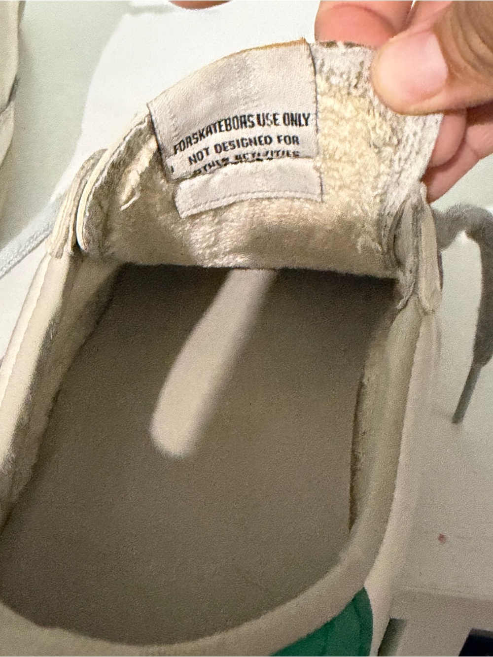 Golden Goose White Leather Sneakers with Green Heel and Gray Star - Picture 7 of 13